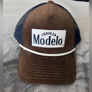 Modelo Logo Tan Corduroy Trucker Hat
